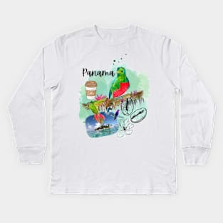 Panama Coffee Birds Beach Kids Long Sleeve T-Shirt